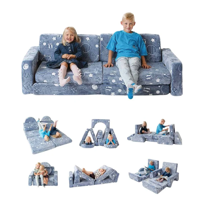 Spielcouch für Kinder – 10-teiliges Sofa-Set für Schlafen und Spielen
