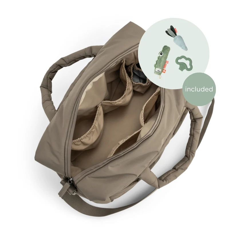 Quiltet pusletaske – Taupe