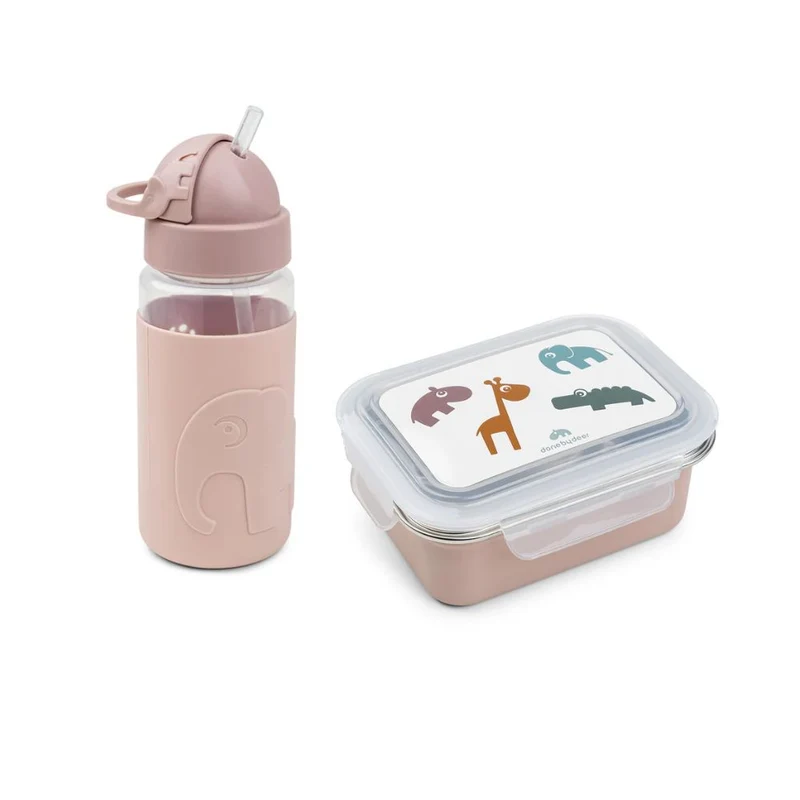 Deer friends duo - flaske 350 ml & metalmadkasse - pudder