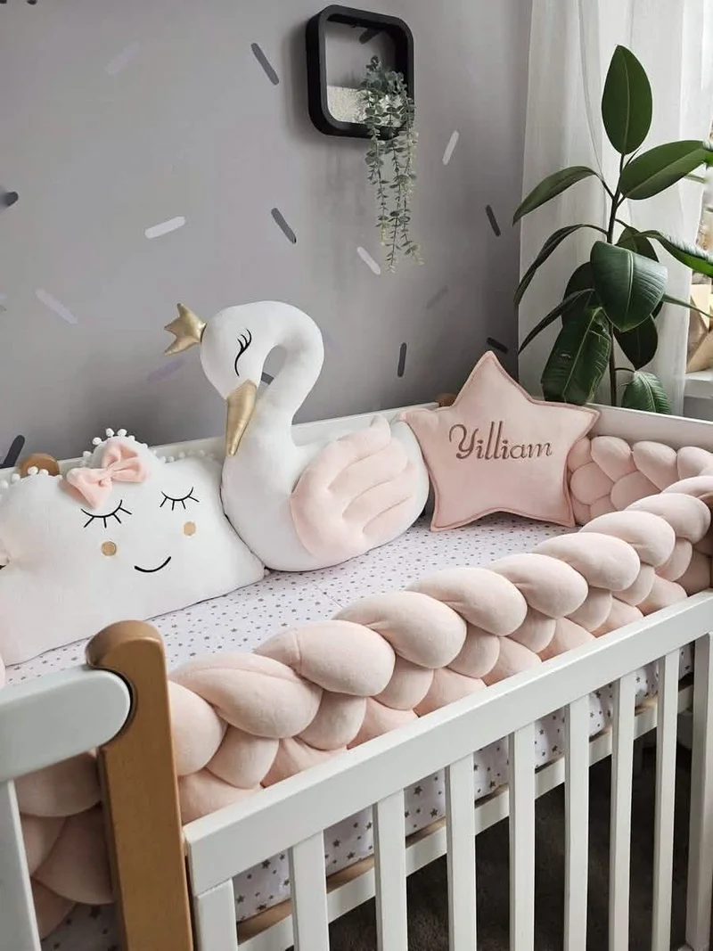 Baby Girl Bedding Set Peach - Princess Swan, Star & Cloud
