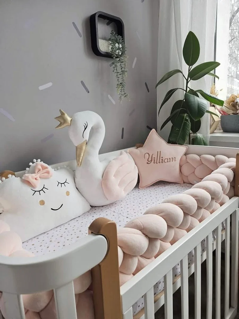 Baby Girl Bedding Set Peach - Princess Swan, Star & Cloud