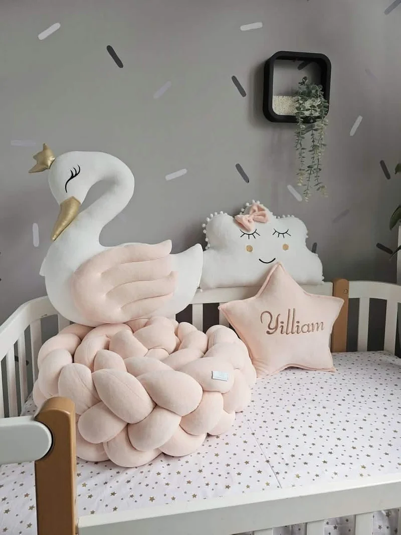 Baby Girl Bedding Set Peach - Princess Swan, Star & Cloud