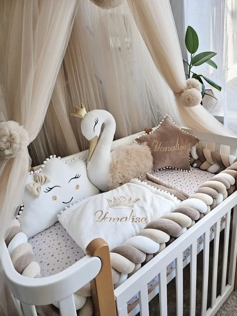 Baby Bedding Set - Princess Swan, Star & Cloud Pillows