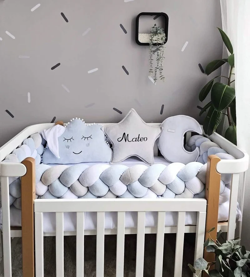 Baby Boy Bedding Set - Cloud Face, Star & Moon Pillows