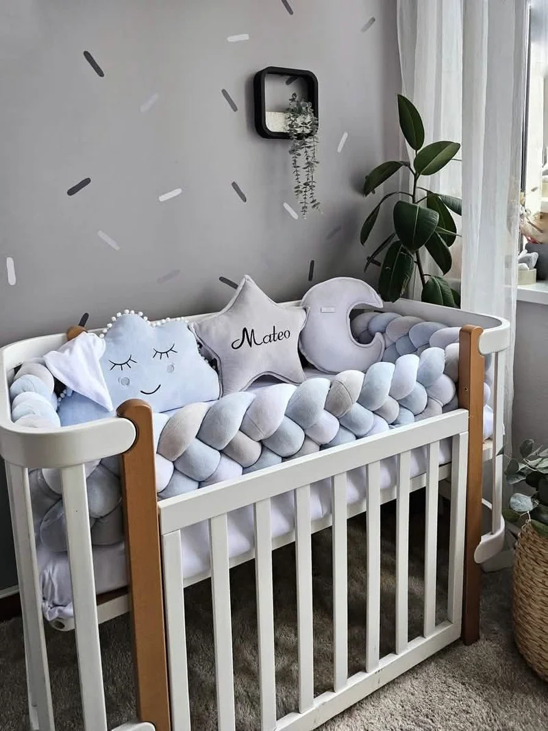 Baby Boy Bedding Set - Cloud Face, Star & Moon Pillows