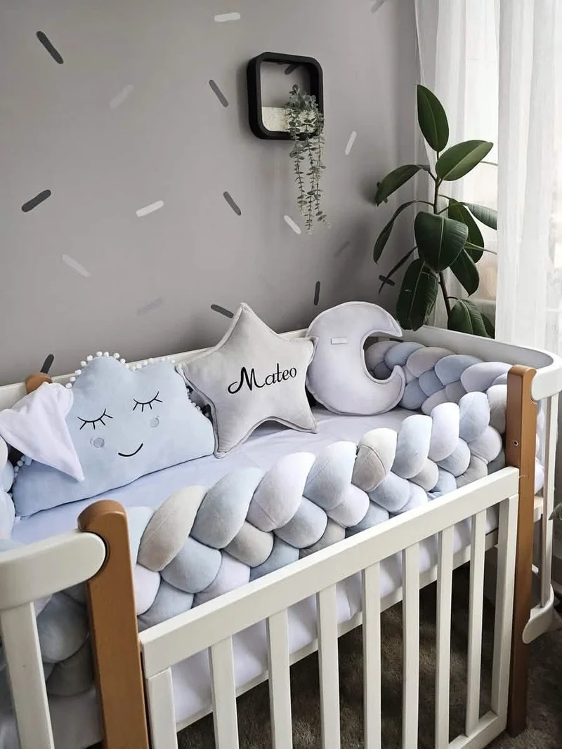 Baby Boy Bedding Set - Cloud Face, Star & Moon Pillows