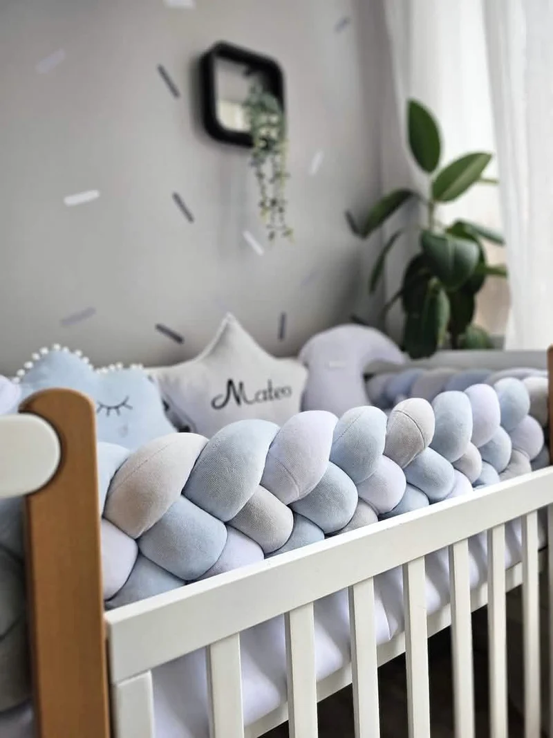 Baby Boy Bedding Set - Cloud Face, Star & Moon Pillows