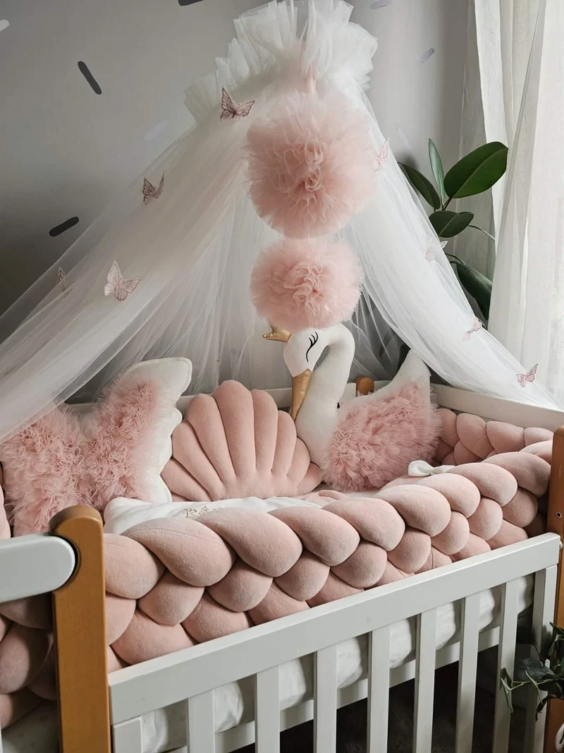 Personalized Nursery Crib Set for Girl - Blush and Creamy Decor