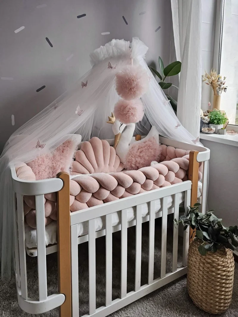 Personalized Nursery Crib Set for Girl - Blush and Creamy Decor