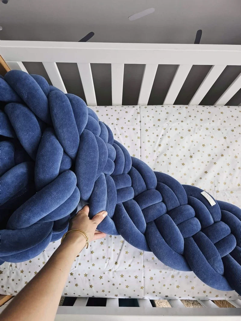 Navy Blue Braided Nursery Bedding Set for Boy
