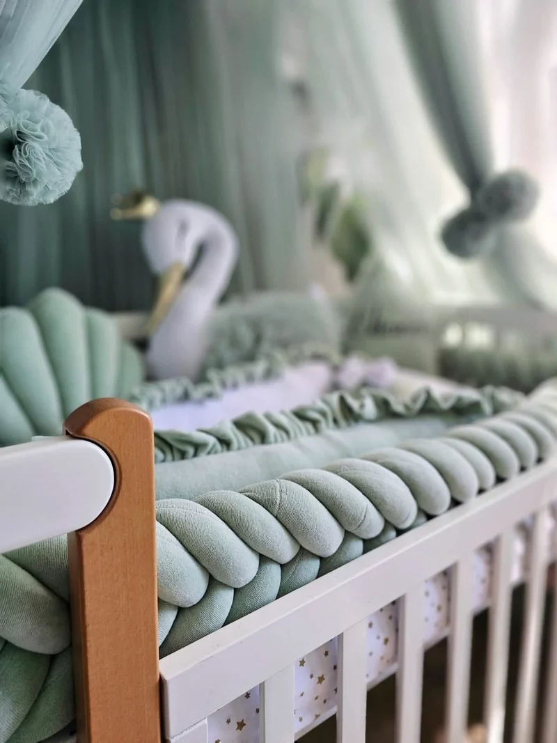 Green Baby Bedding Set - Gender Neutral Cotton Velour