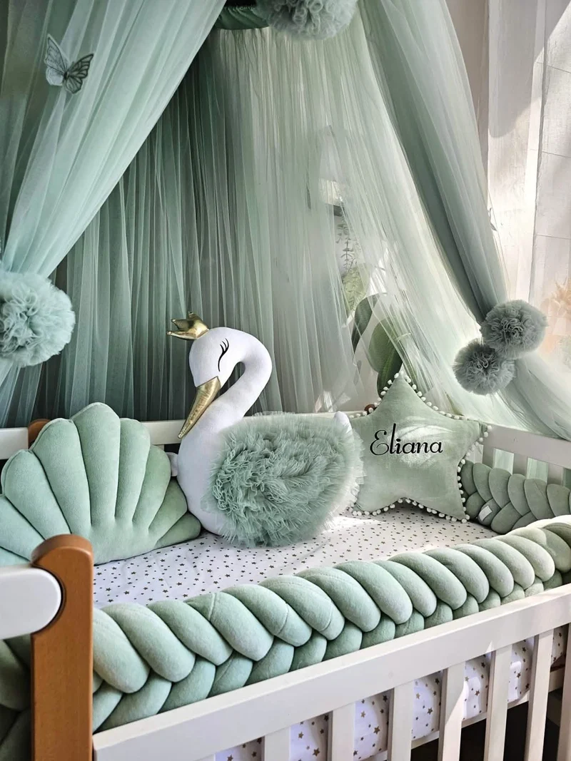 Green Baby Bedding Set - Gender Neutral Cotton Velour