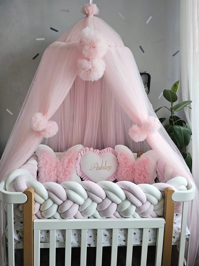 Light Pink Baby Girl Bedding Set - Organic Velour Crib Set