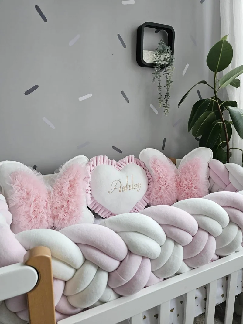 Light Pink Baby Girl Bedding Set - Organic Velour Crib Set