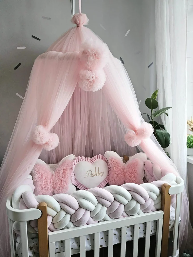 Light Pink Baby Girl Bedding Set - Organic Velour Crib Set