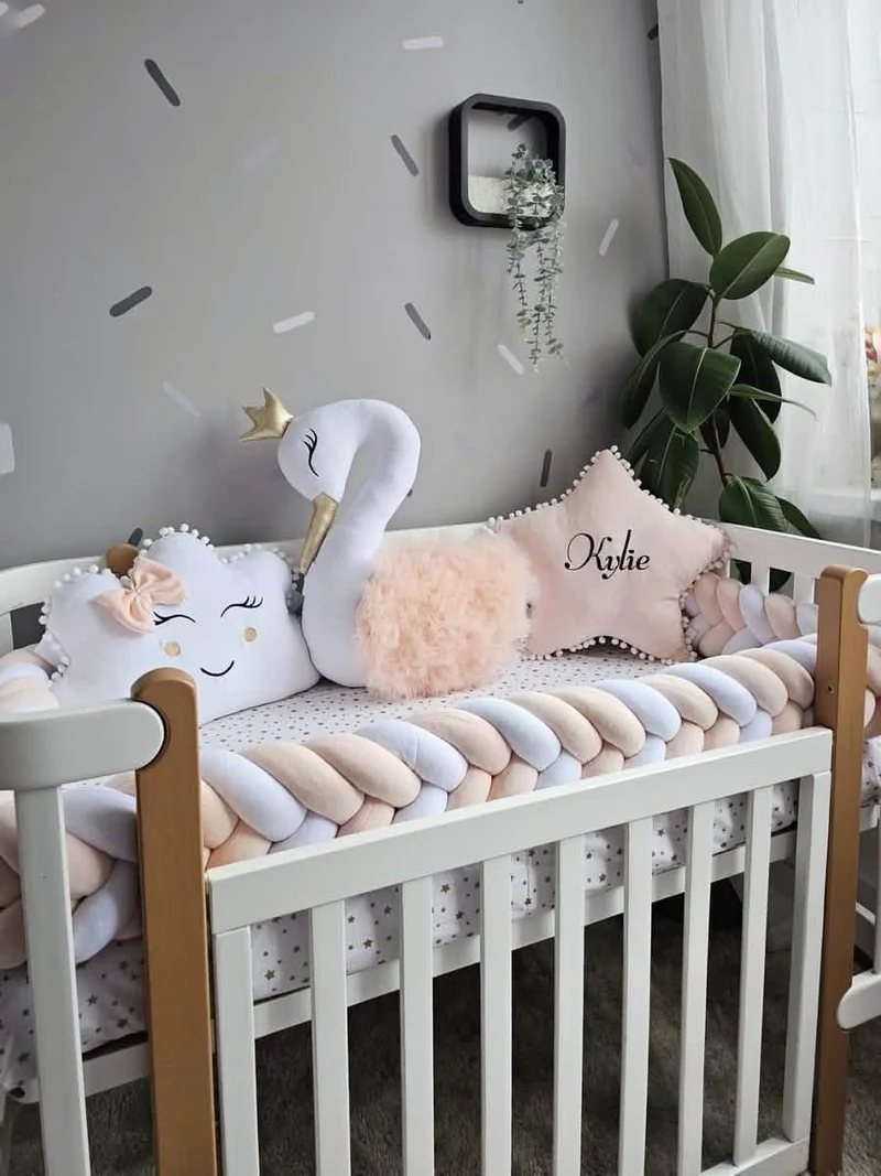 Baby Girl Bedding Set Sage - Princess Swan, Star & Cloud