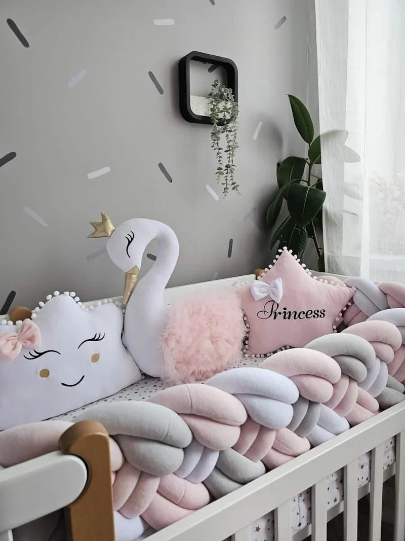 Baby Girl Bedding Set Light Pink - Princess Swan, Star & Cloud