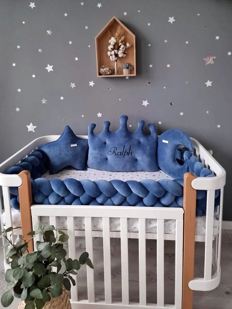 Baby Boy Bedding Set Navy - Crown, Star Face & Moon