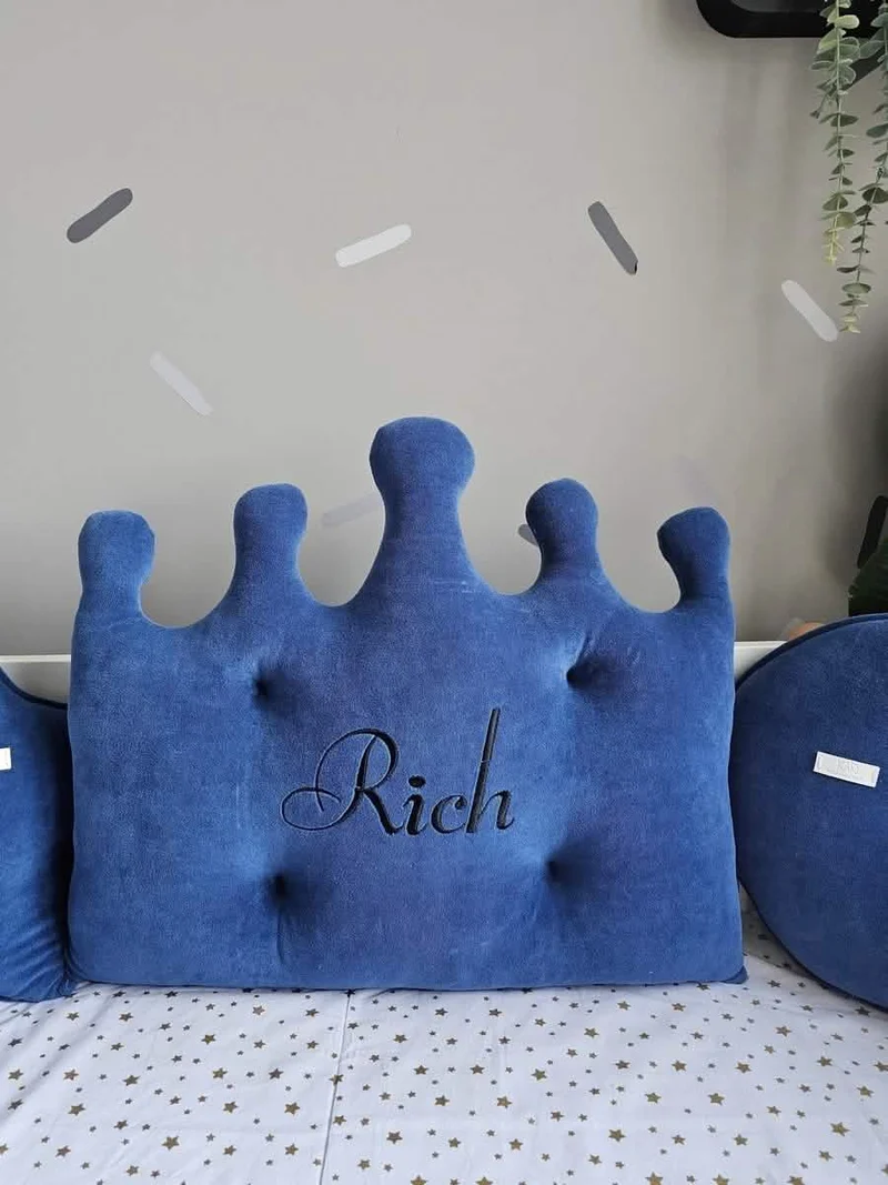Baby Boy Bedding Set Royal Blue - Crown, Star & Moon Pillows