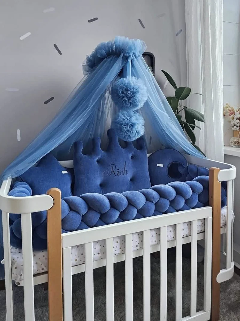Baby Boy Bedding Set Navy - Crown, Star Face & Moon