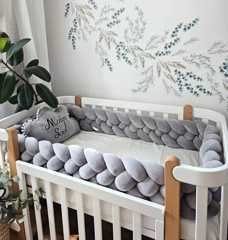 Baby Bedding Set Gray - Braided Décor & Personalized Cloud