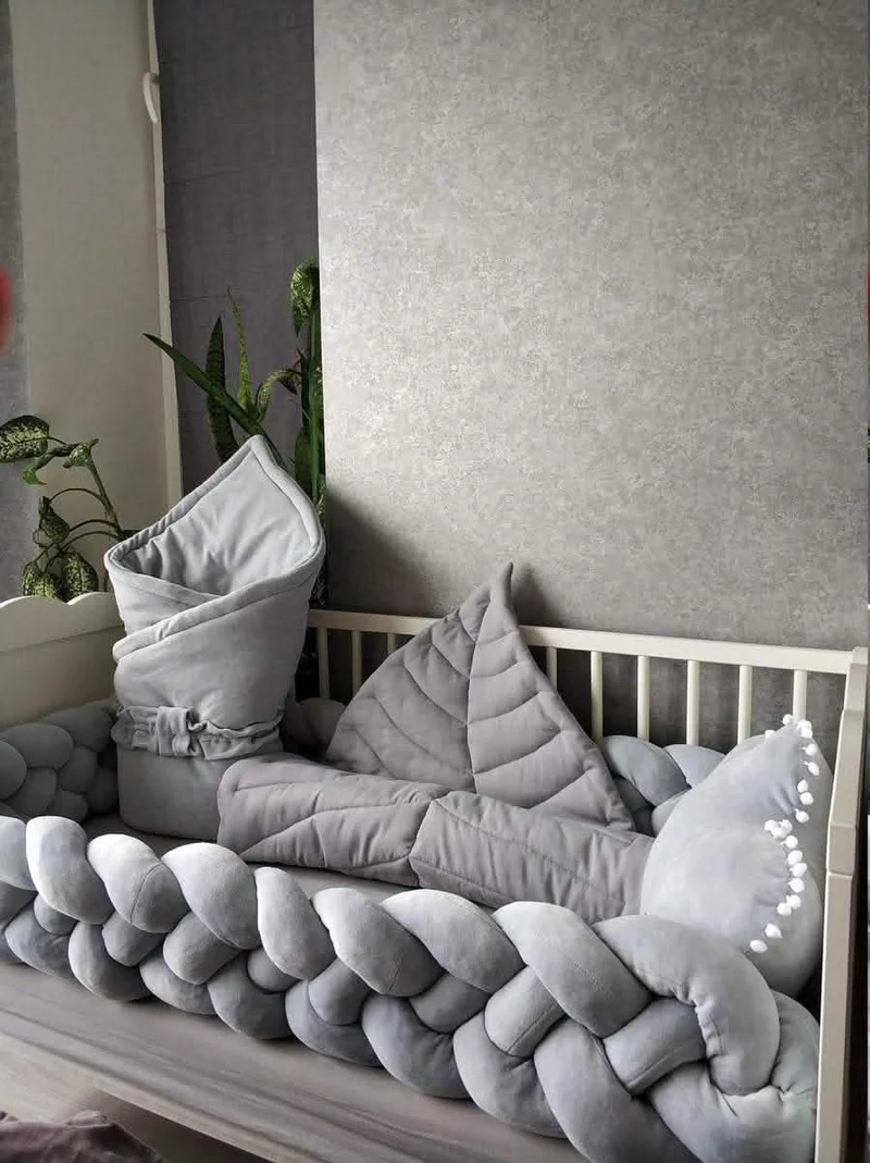 Baby Bedding Set Gray - Braided Décor & Personalized Cloud