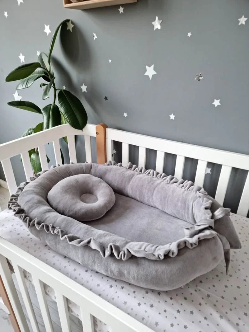 Baby Bedding Set Gray - Braided Décor & Personalized Cloud