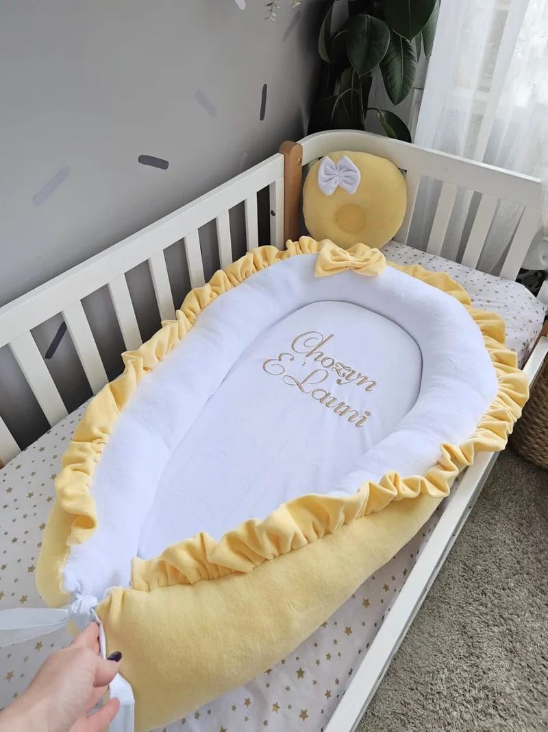 Personalized Baby Nest with Yellow Small Pillow