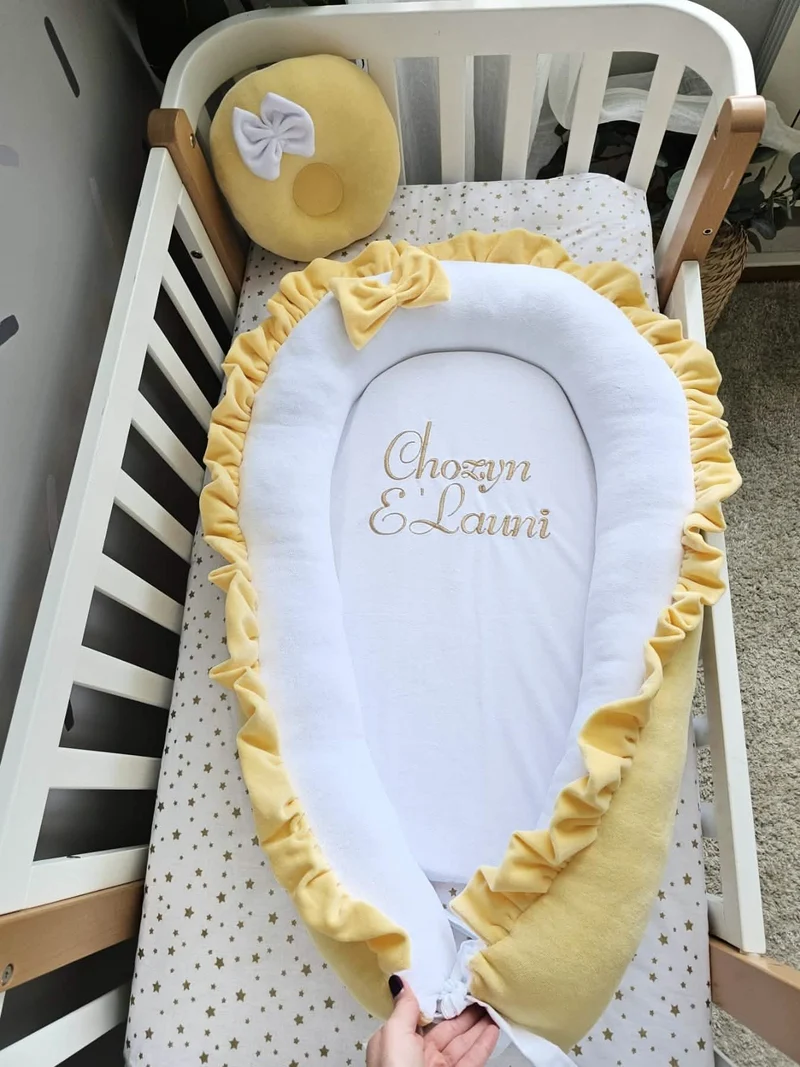 Personalized Baby Nest with Yellow Small Pillow