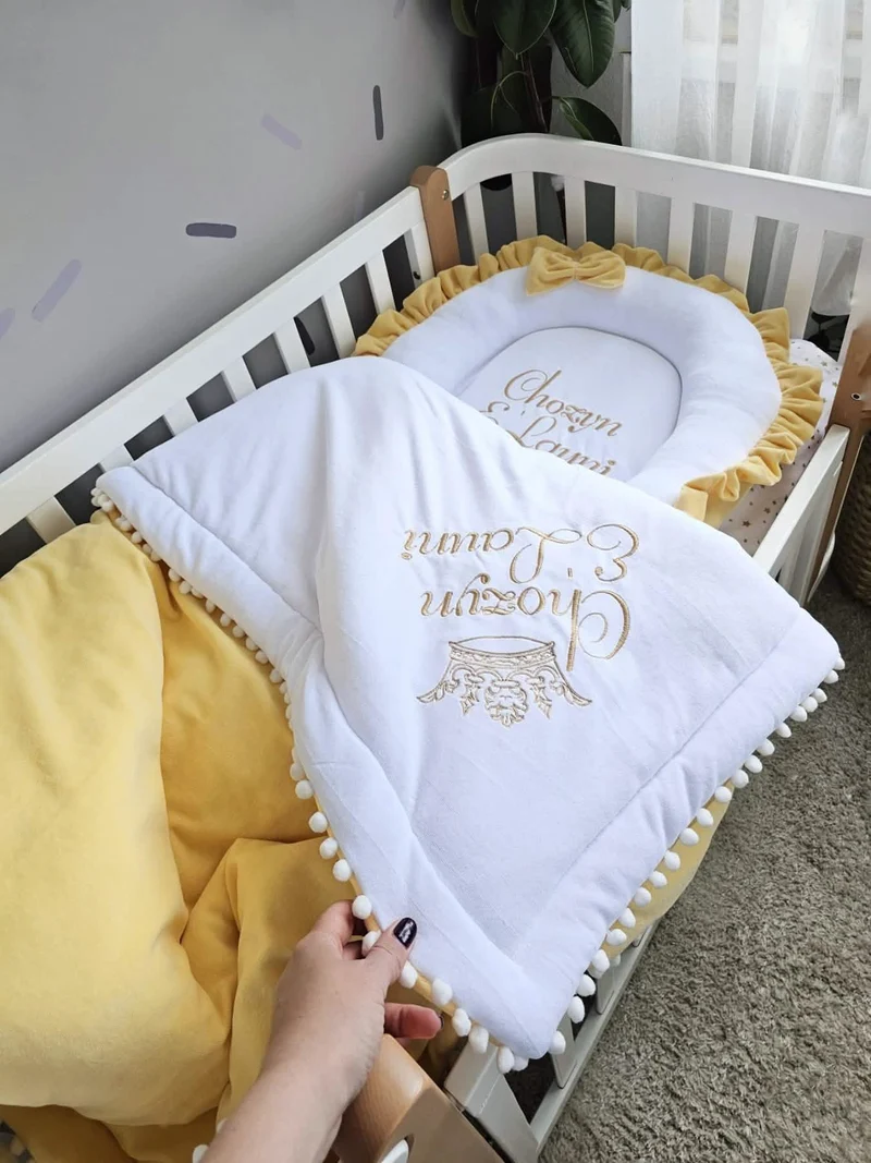 Personalized Baby Nest with Yellow Small Pillow
