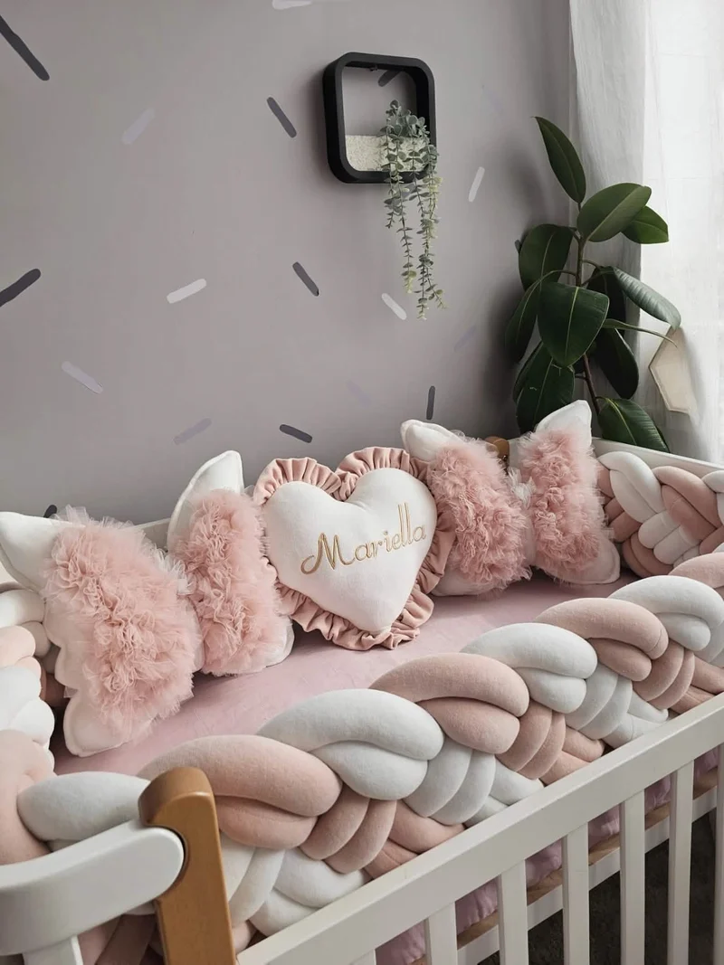 Handmade Blush Baby Nursery Bedding Set for Girls