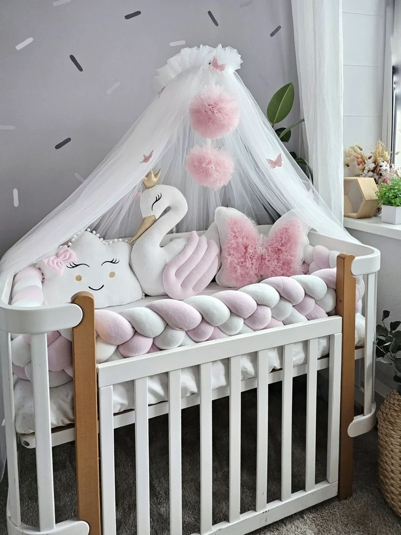 Baby Girl Bedding Set Light Pink - Princess Swan & Butterfly