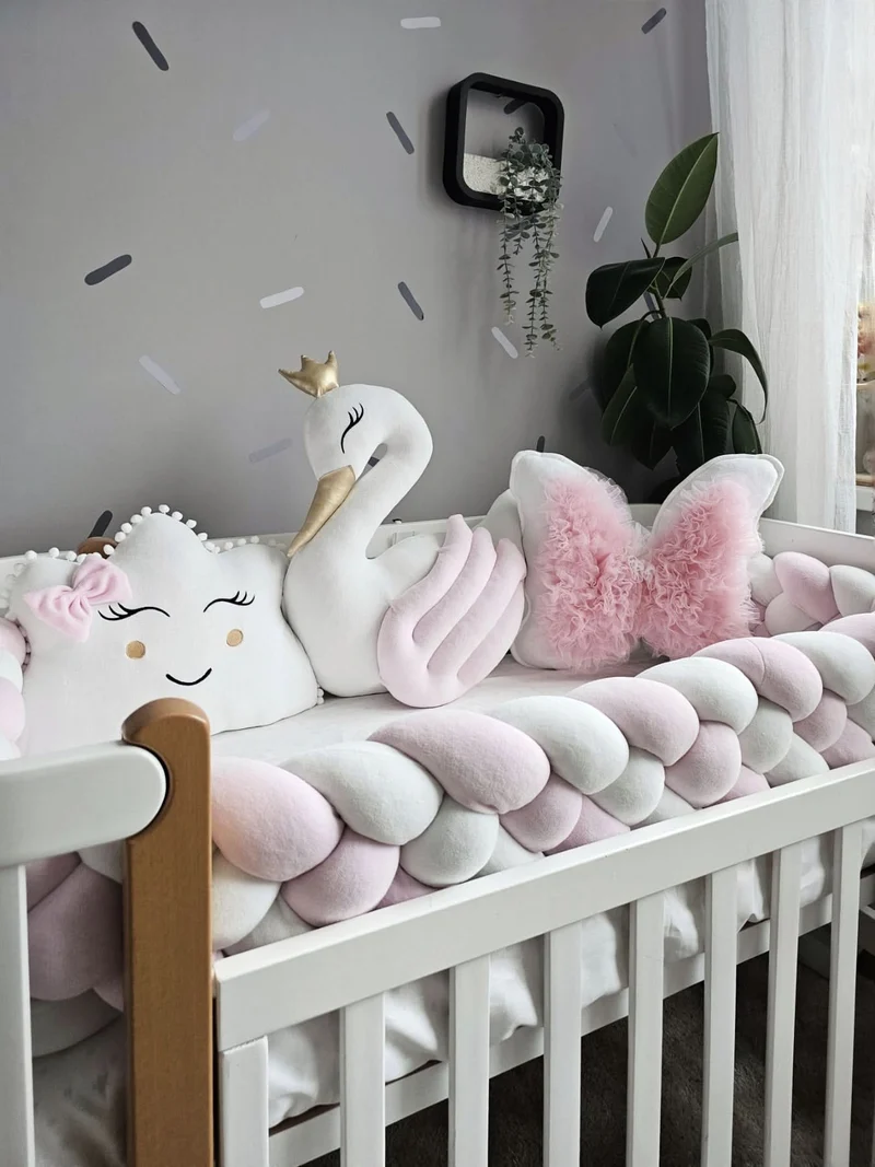 Baby Girl Bedding Set Light Pink - Princess Swan & Butterfly