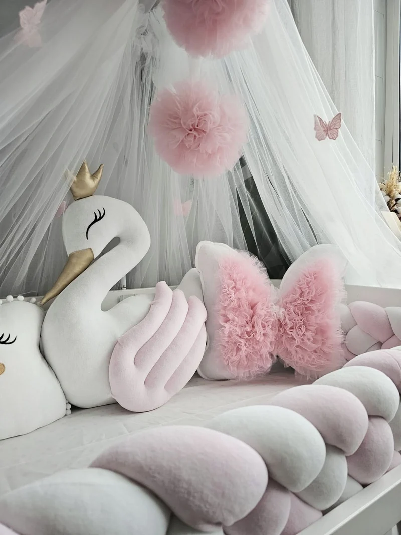 Baby Girl Bedding Set Light Pink - Princess Swan & Butterfly
