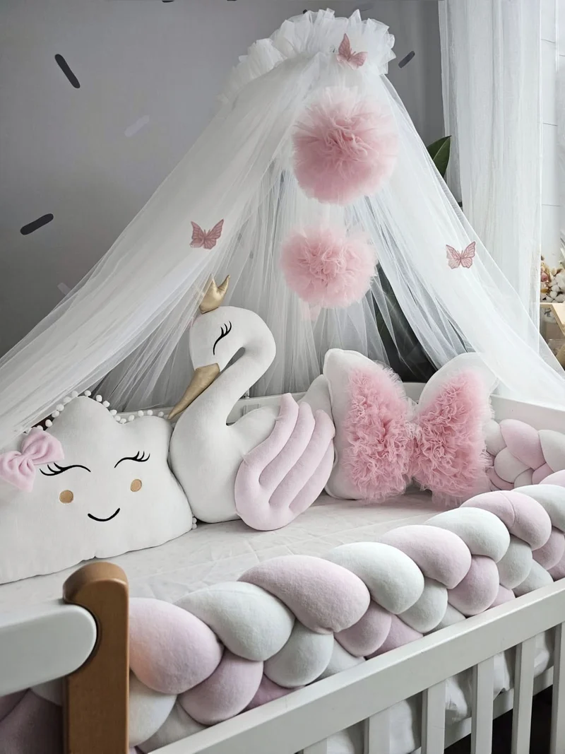 Baby Girl Bedding Set Light Pink - Princess Swan & Butterfly