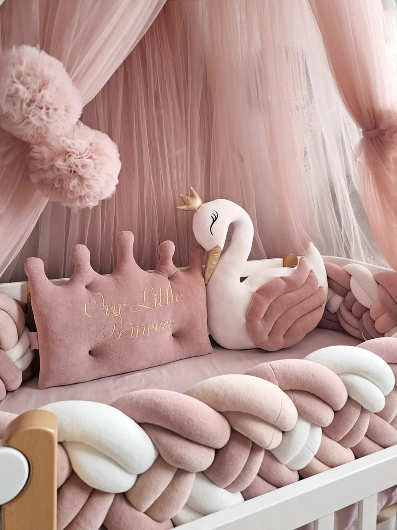 Premium Baby Girl Bedding Set - Princess Swan & Crown