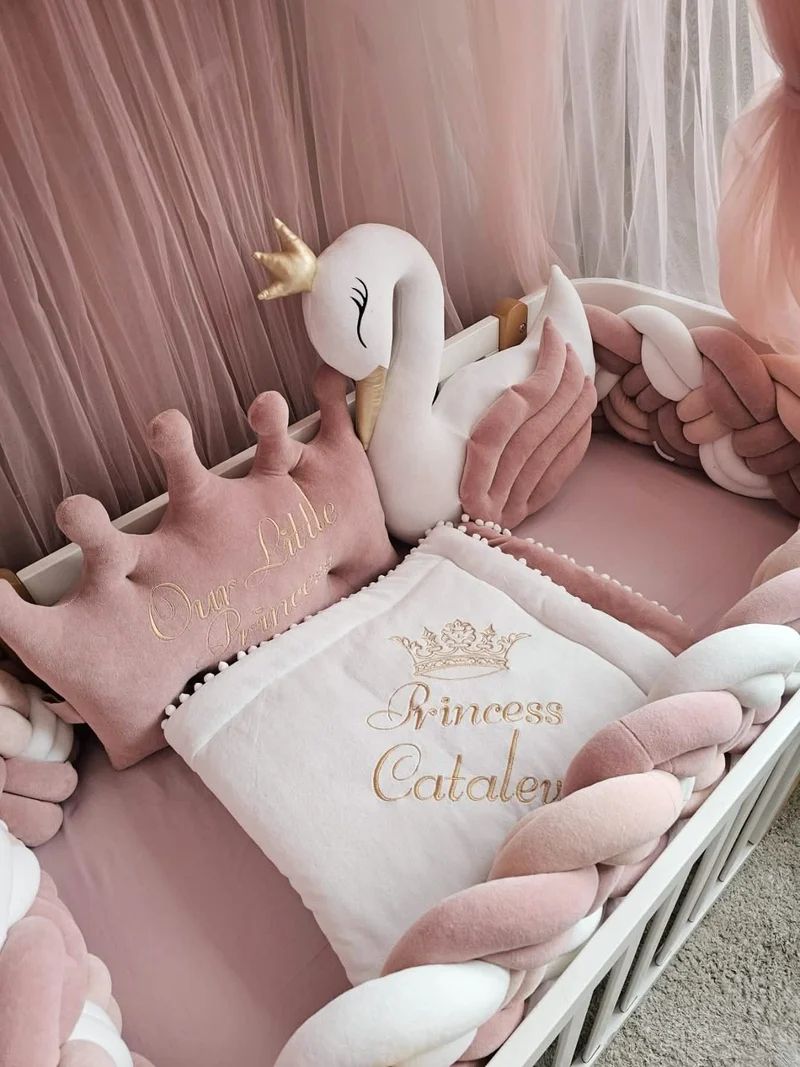 Premium Baby Girl Bedding Set - Princess Swan & Crown