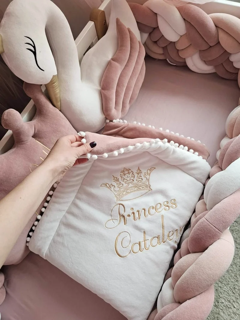 Premium Baby Girl Bedding Set - Princess Swan & Crown