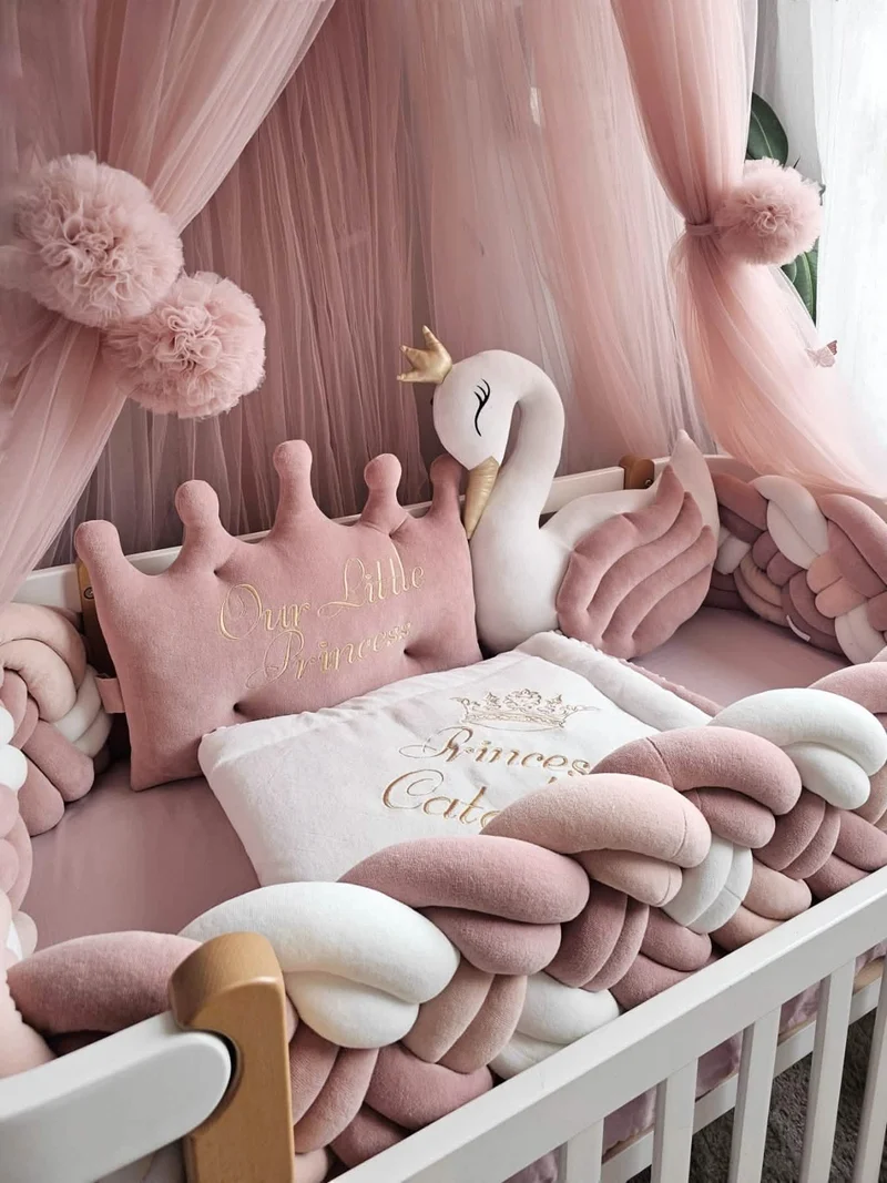 Premium Baby Girl Bedding Set - Princess Swan & Crown