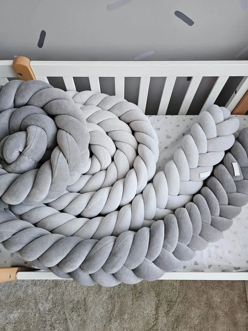 Braided Crib Bumper Gray 15 cm