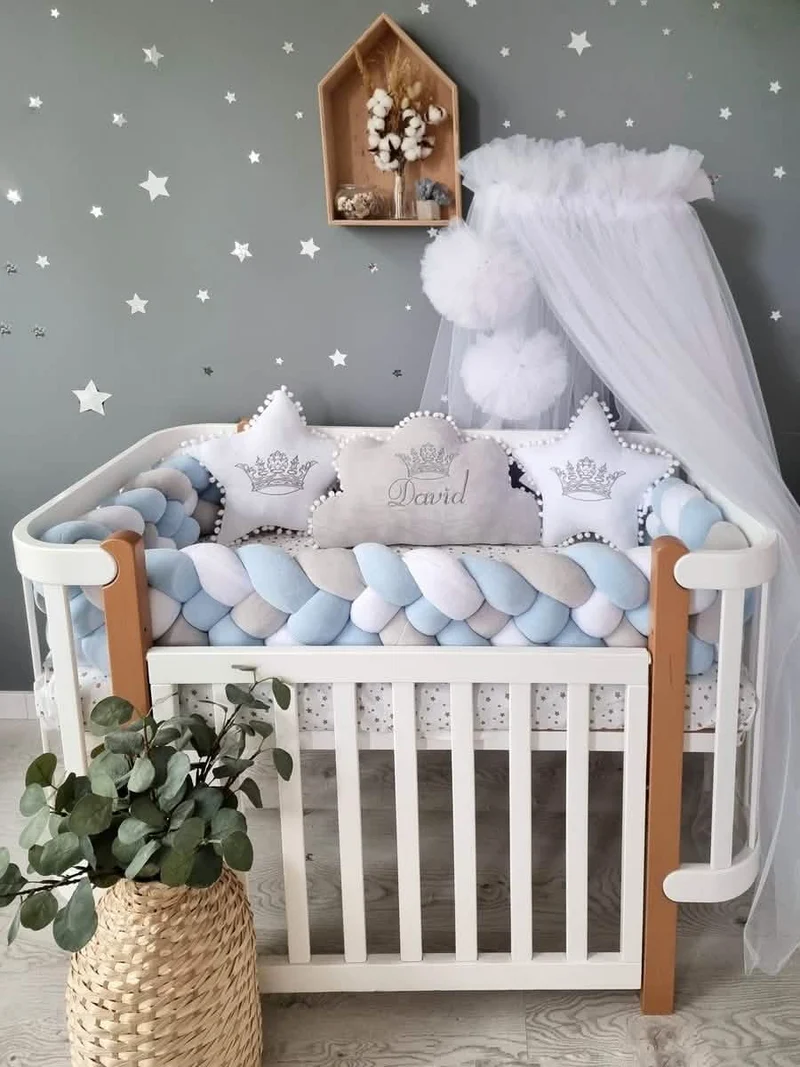 Baby Boy Bedding Set Blue - Cloud & Star Crown Pillows