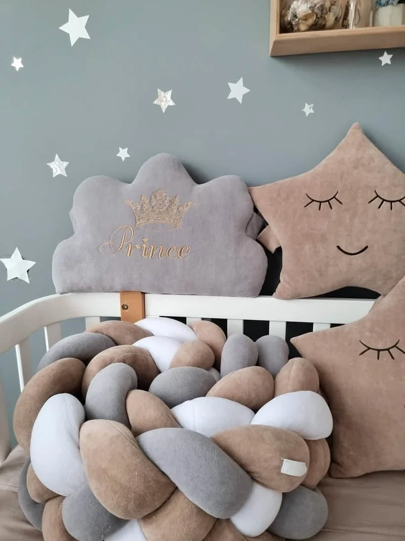 Baby Bedding Set Cappuccino - Cloud & Star Face Pillows