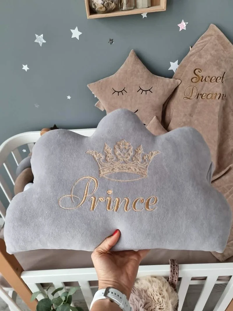 Baby Bedding Set Cappuccino - Cloud & Star Face Pillows