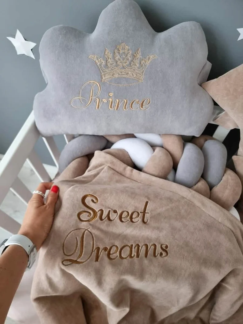 Baby Bedding Set Cappuccino - Cloud & Star Face Pillows