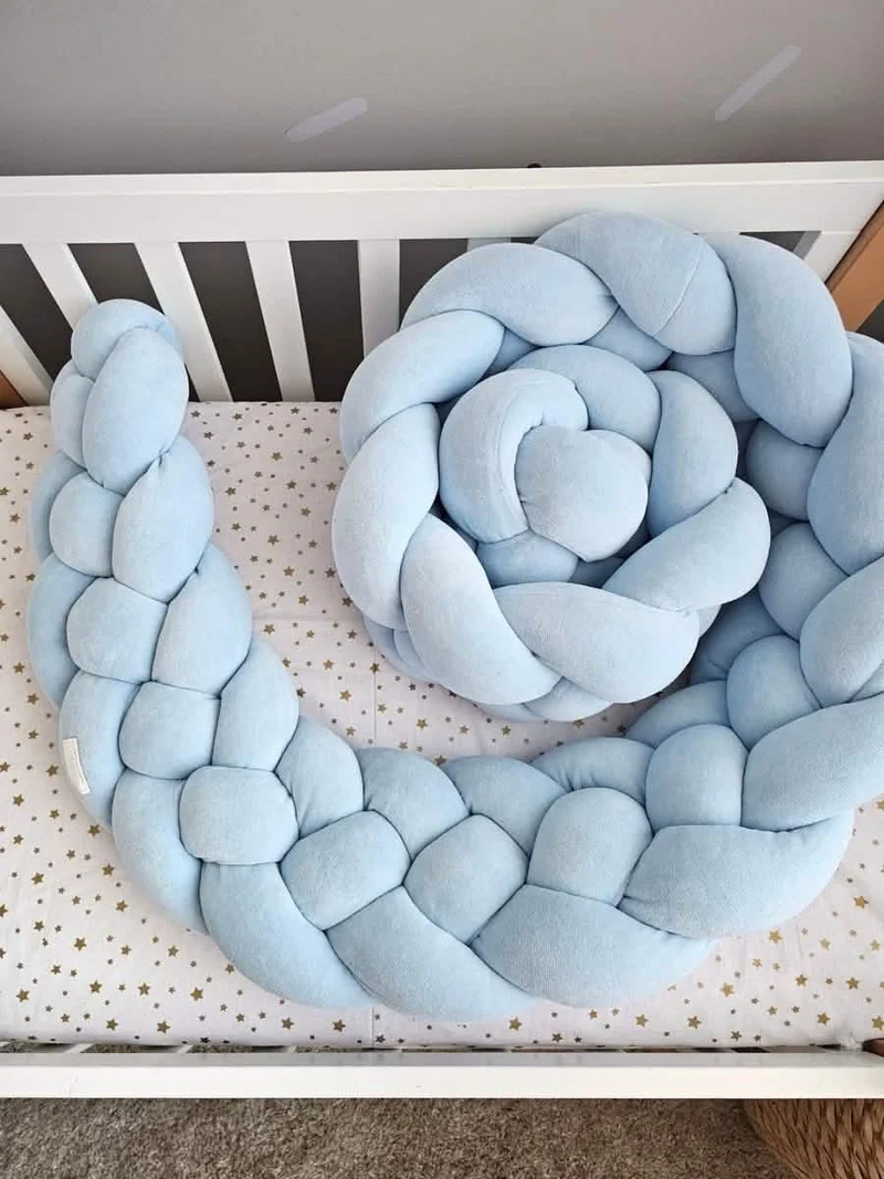 Double Braided Crib Bumper Blue 20 cm