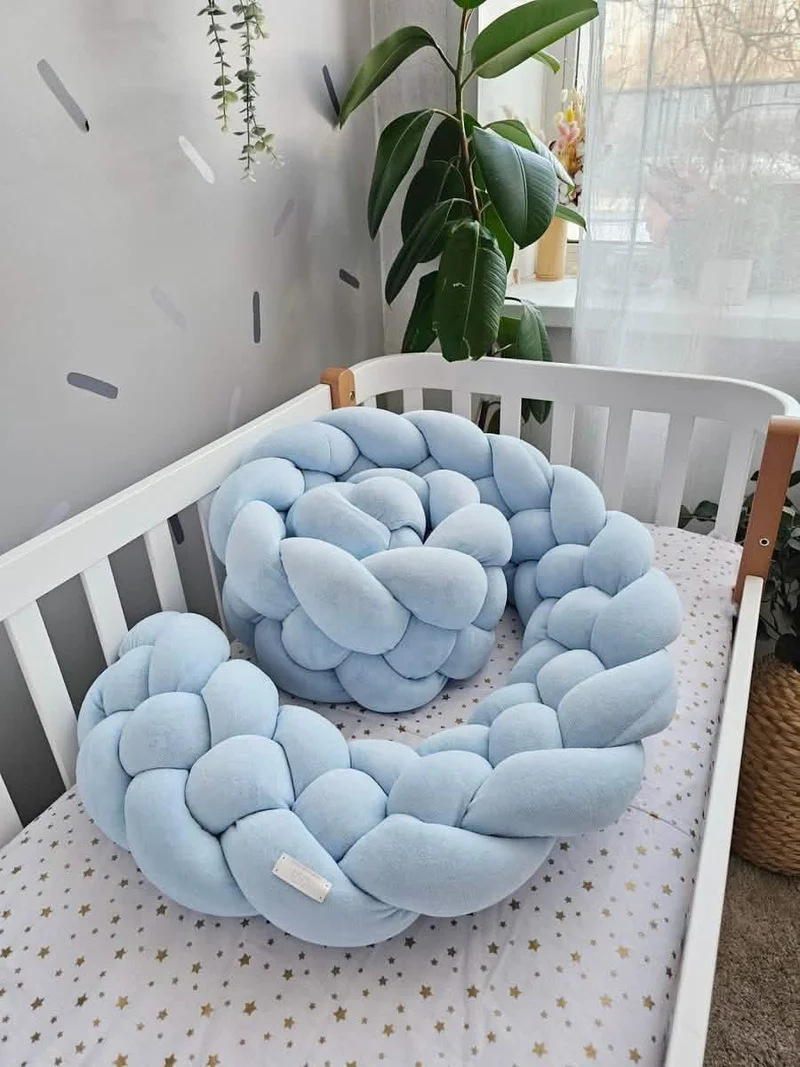 Double Braided Crib Bumper Blue 20 cm