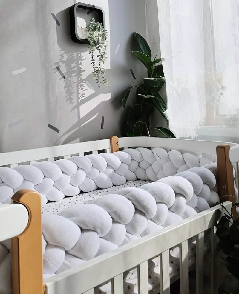 Double Braided Crib Bumper Blue 20 cm