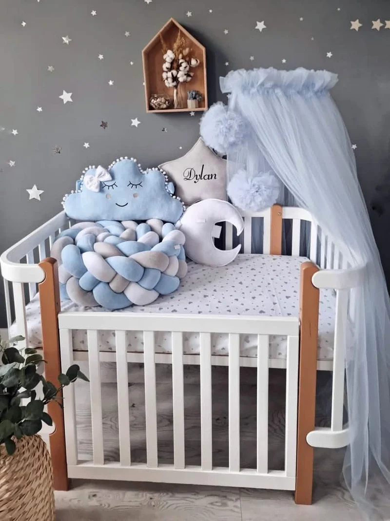 Baby Boy Bedding Set Blue - Cloud Face, Star & Moon