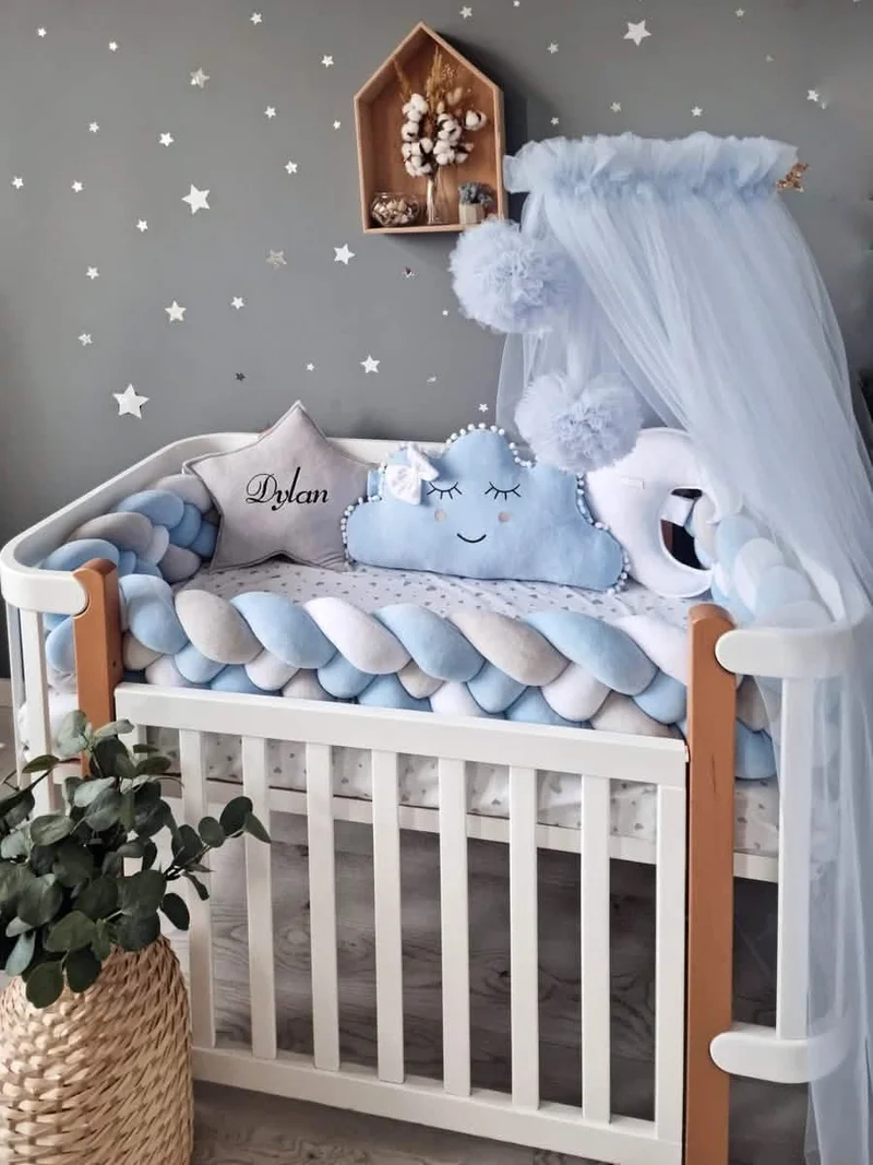 Baby Boy Bedding Set Blue - Cloud Face, Star & Moon