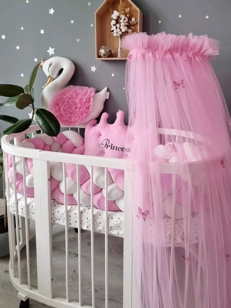 Baby Girl Bedding Set Pink - Princess Swan & Crown Pillows